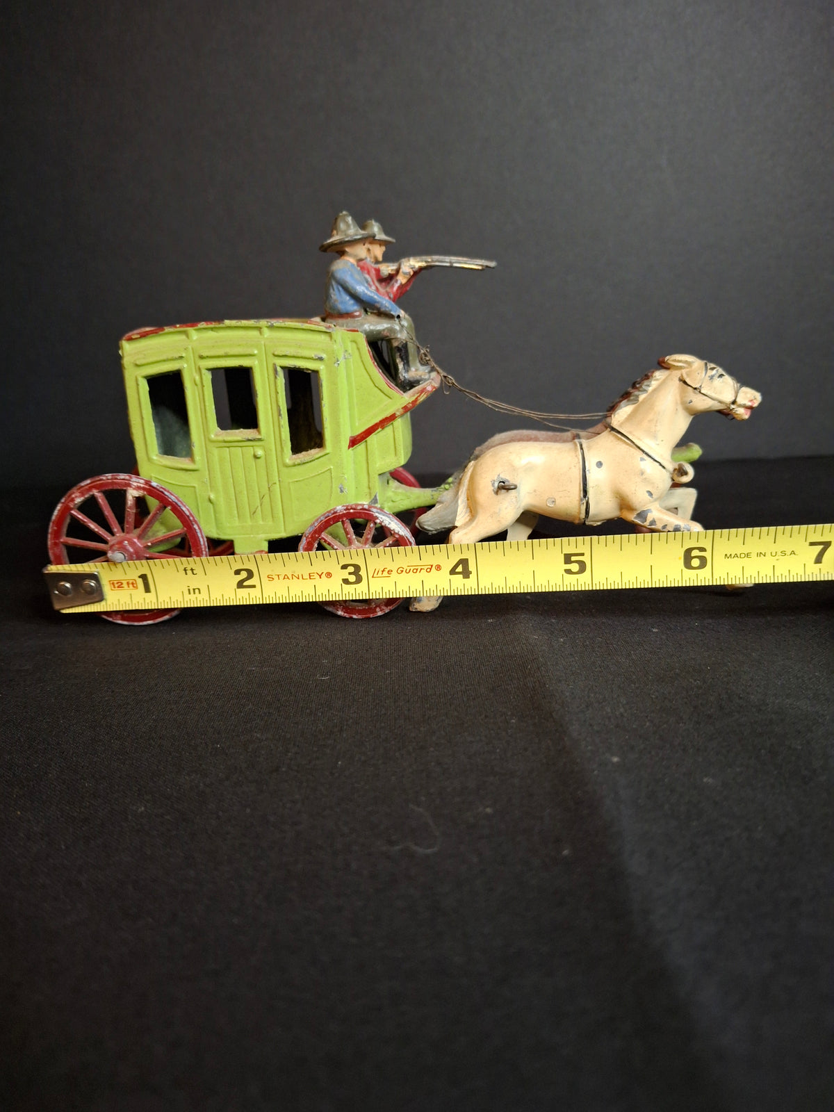 Vintage Johillco Lead Wild West Stagecoach Toy 2 Horses Driver Armed Guard England