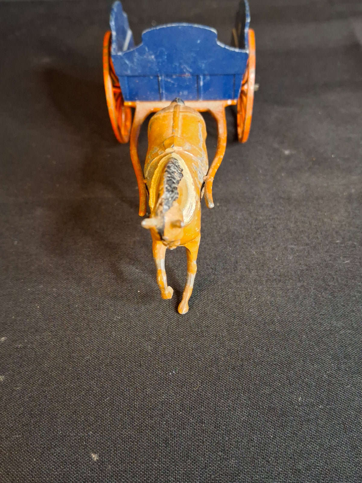 Vintage Britains Hollow Cast Lead Horse Drawn Blue Tip Cart Wagon Made In England