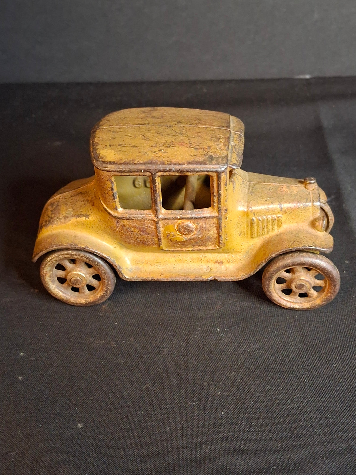 Antique 1920s Kilgore Cast Iron Ford Model T Coupe Toy Car Dark Mustard Yellow SF600A