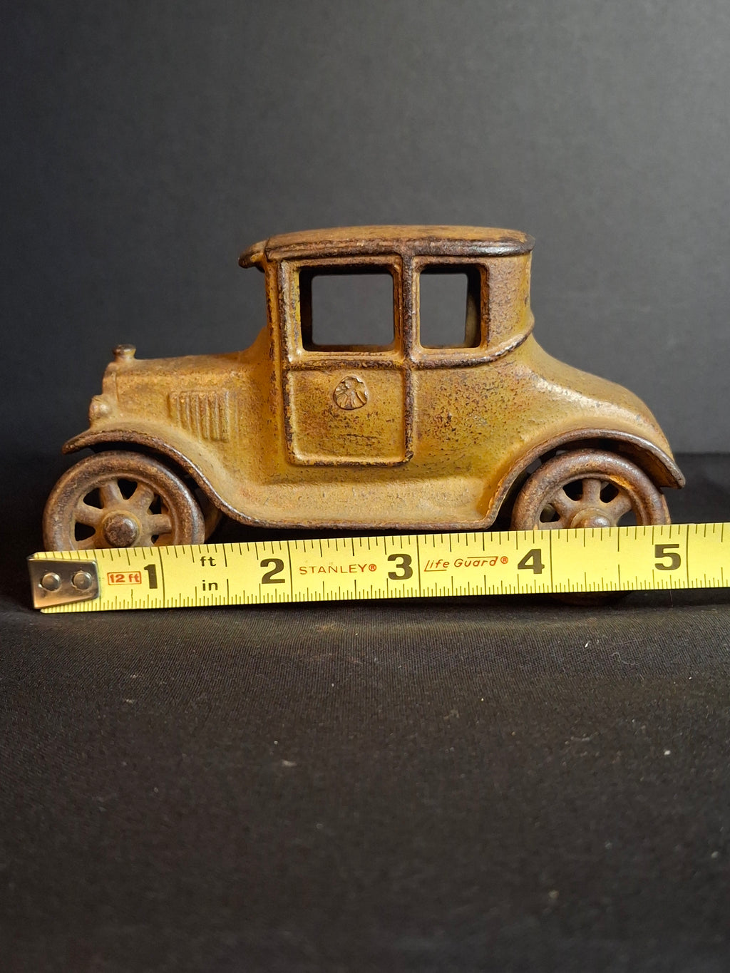Antique 1920s Kilgore Cast Iron Ford Model T Coupe Toy Car Dark Mustard Yellow SF600A