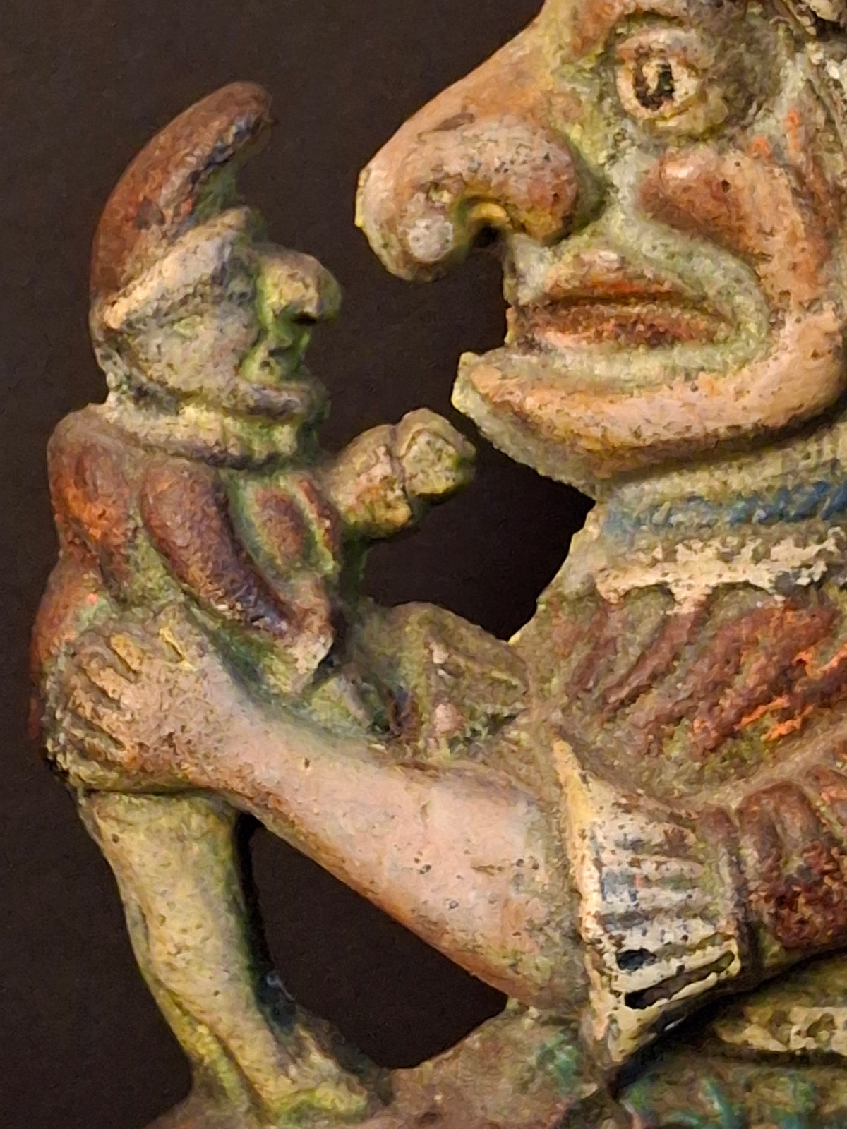 Pair Of Antique Cast Iron Punch & Judy Figural Doorstops – Circa 1920s 11 lbs - Matthew J King Collection