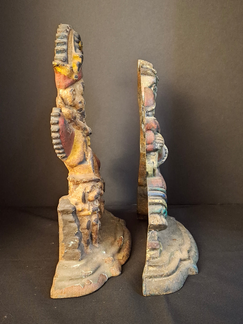 Pair Of Antique Cast Iron Punch & Judy Figural Doorstops – Circa 1920s 11 lbs - Matthew J King Collection