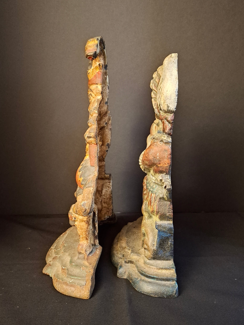 Pair Of Antique Cast Iron Punch & Judy Figural Doorstops – Circa 1920s 11 lbs - Matthew J King Collection