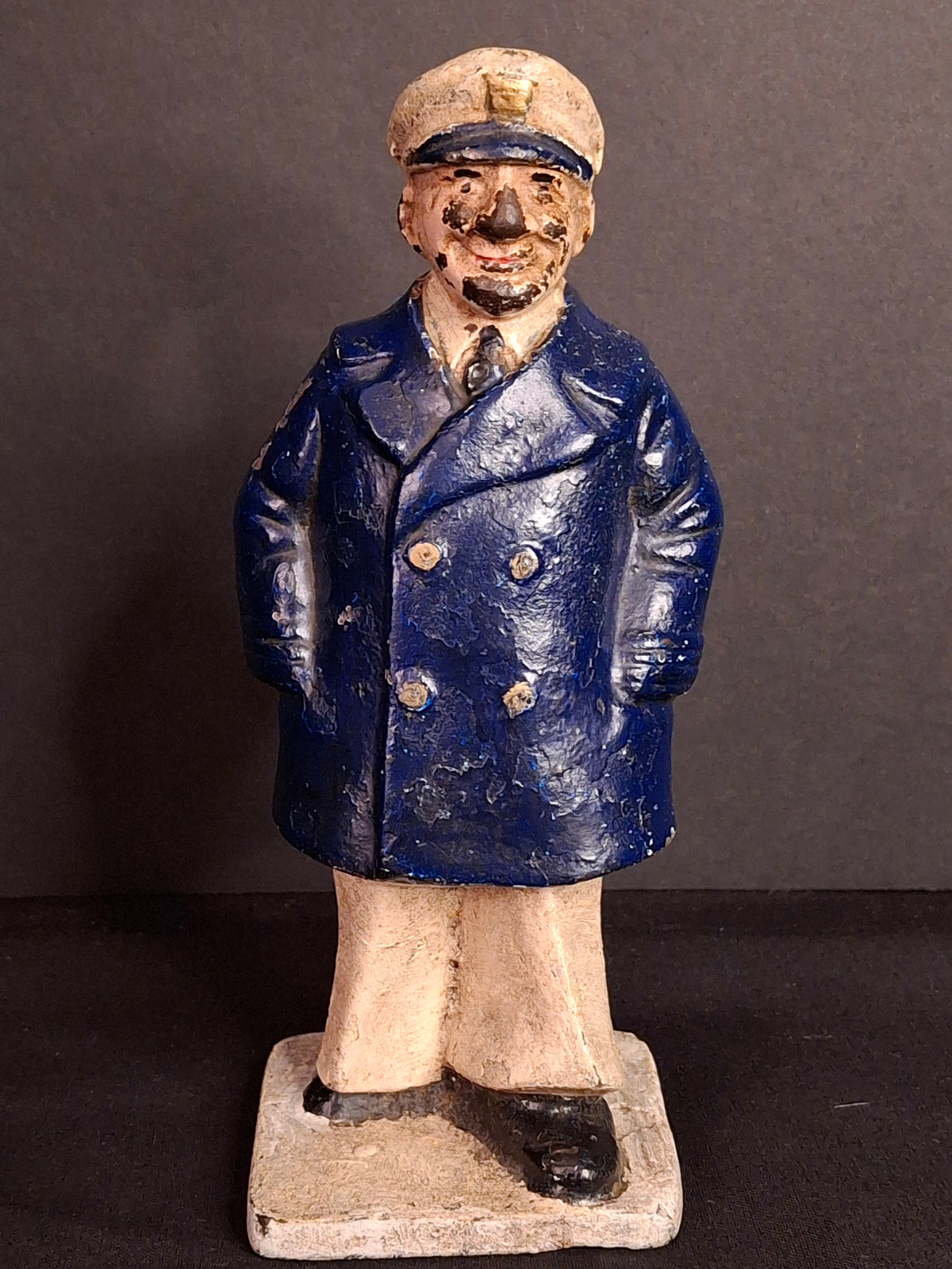 Rare Antique Cast Iron Sea Captain Doorstop 1930s Hubley Littco Naval Bridge Officer Commander