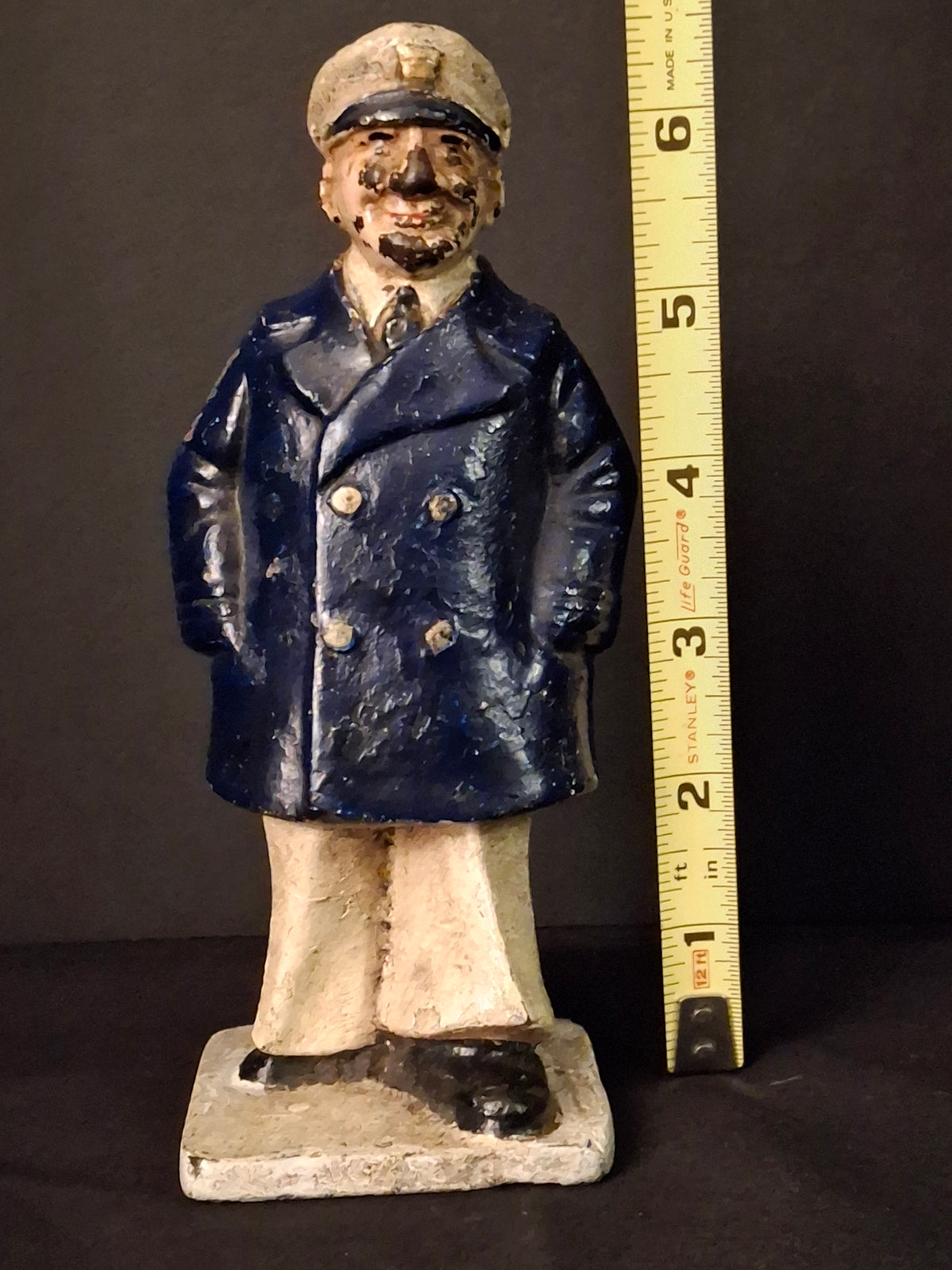 Rare Antique Cast Iron Sea Captain Doorstop 1930s Hubley Littco Naval Bridge Officer Commander