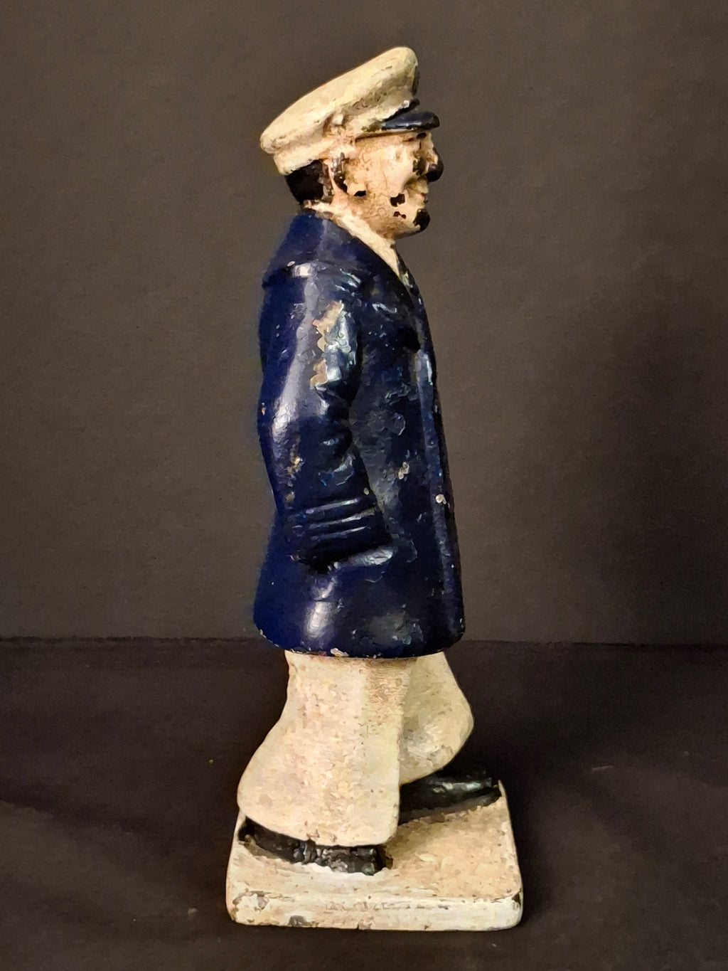 Rare Antique Cast Iron Sea Captain Doorstop 1930s Hubley Littco Naval Bridge Officer Commander