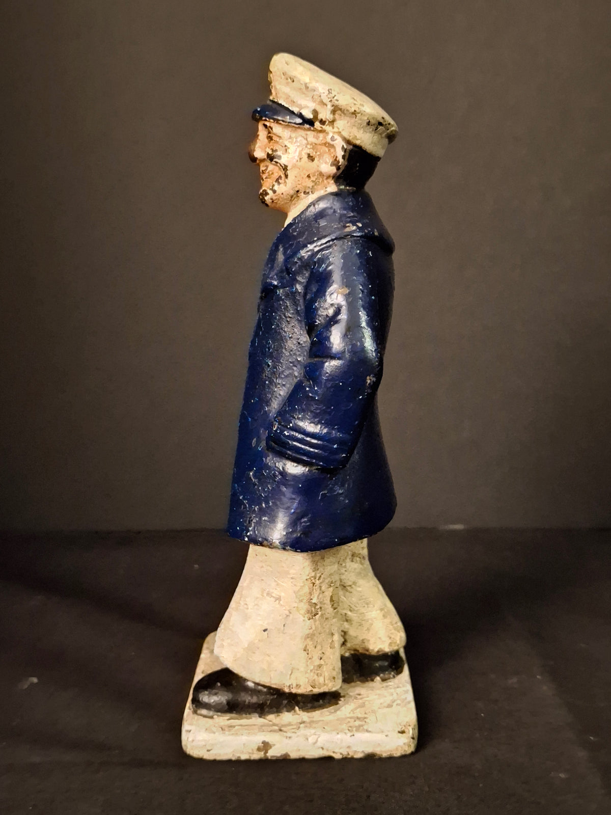 Rare Antique Cast Iron Sea Captain Doorstop 1930s Hubley Littco Naval Bridge Officer Commander