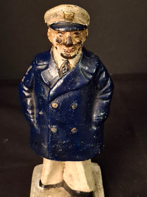 Rare Antique Cast Iron Sea Captain Doorstop 1930s Hubley Littco Naval Bridge Officer Commander