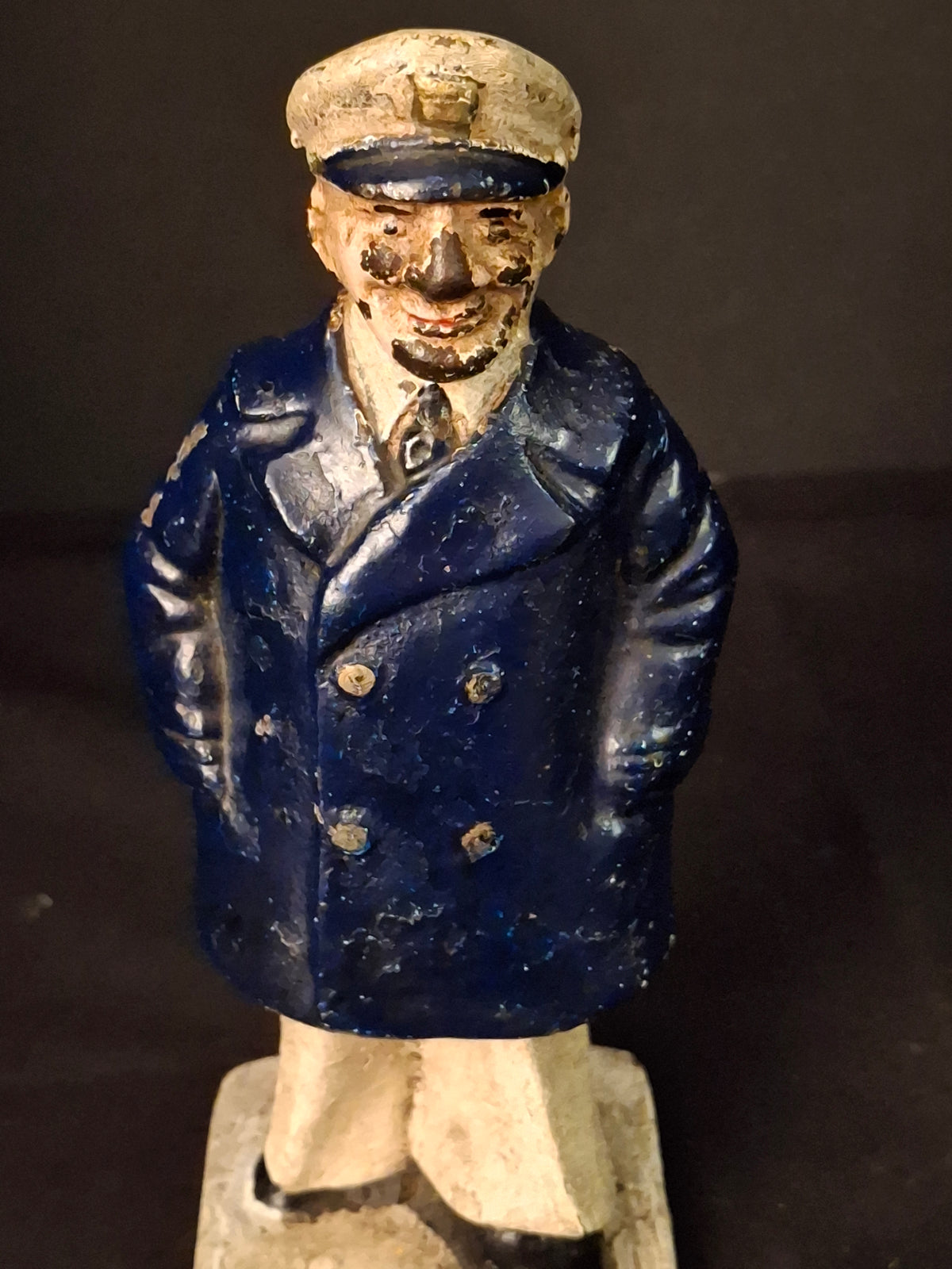 Rare Antique Cast Iron Sea Captain Doorstop 1930s Hubley Littco Naval Bridge Officer Commander