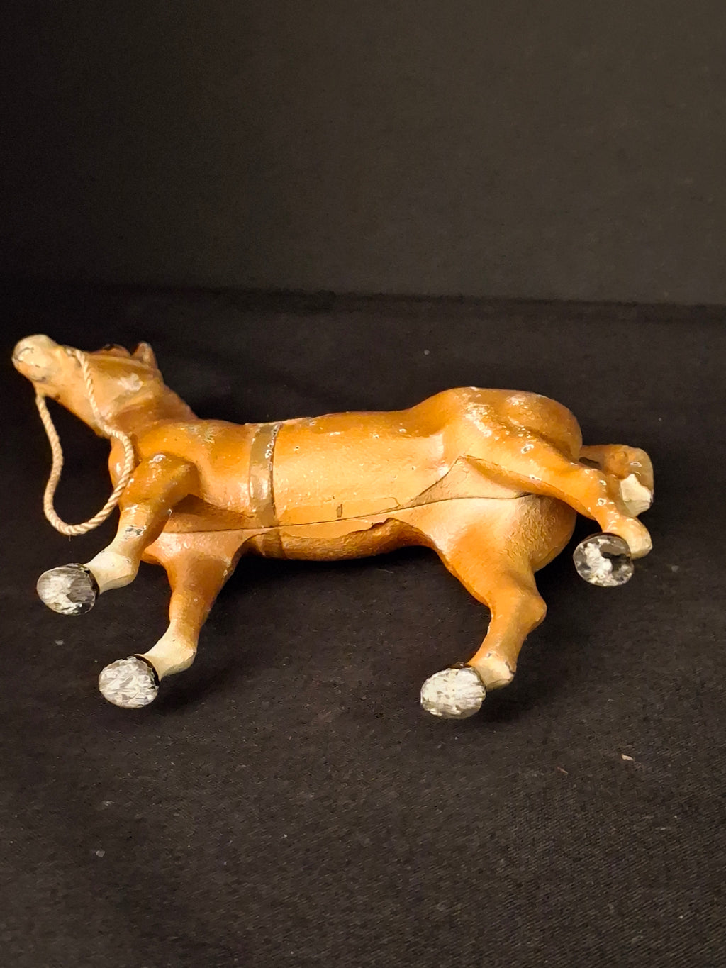 Antique Hubley Cast Iron Standing Horse Figurine, Saddle & Reins, Original Paint c. 1920s