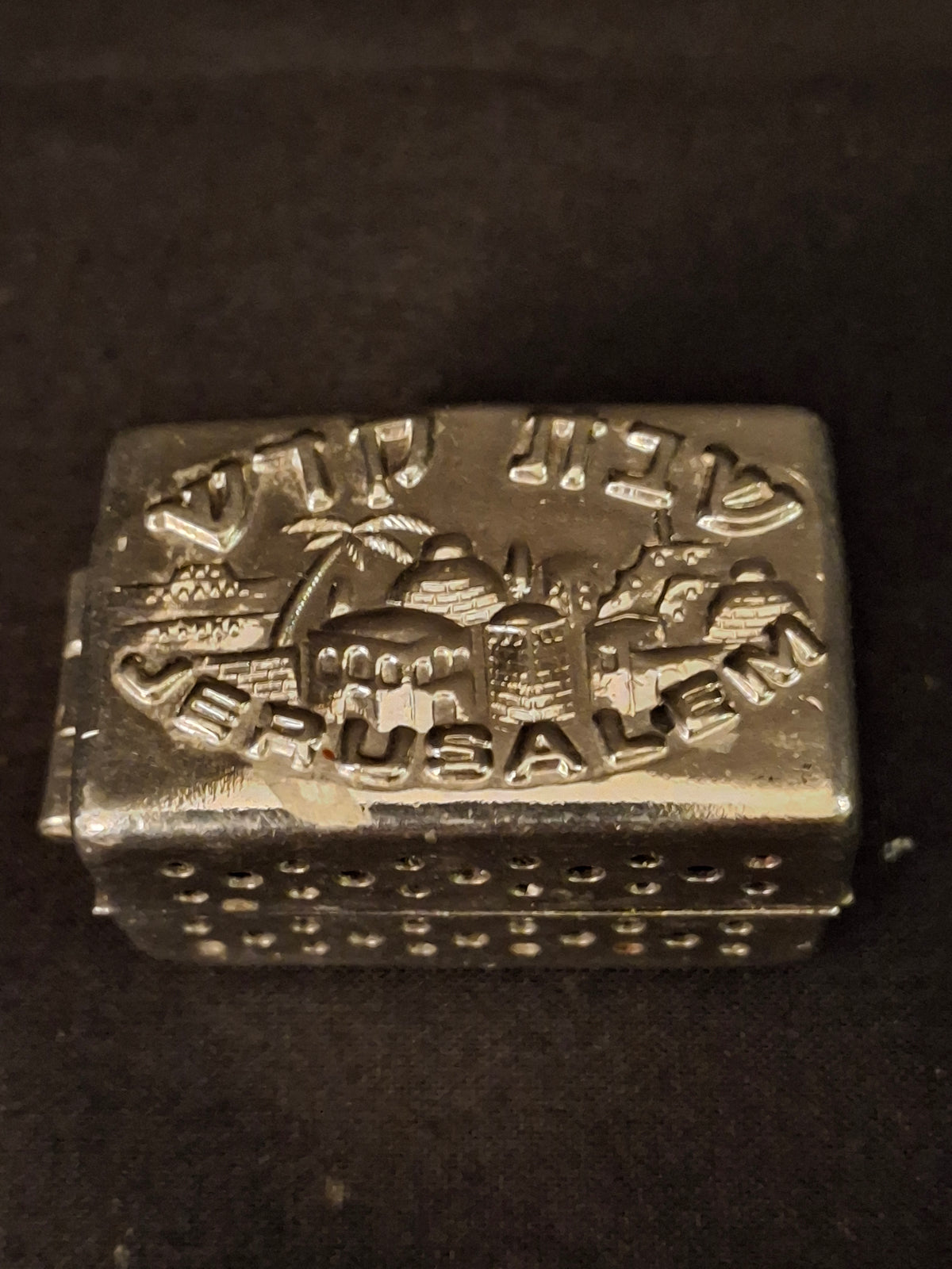 Vintage Silver Tone Travel Shabbat Candlesticks Jerusalem Box Folding Pocket Set