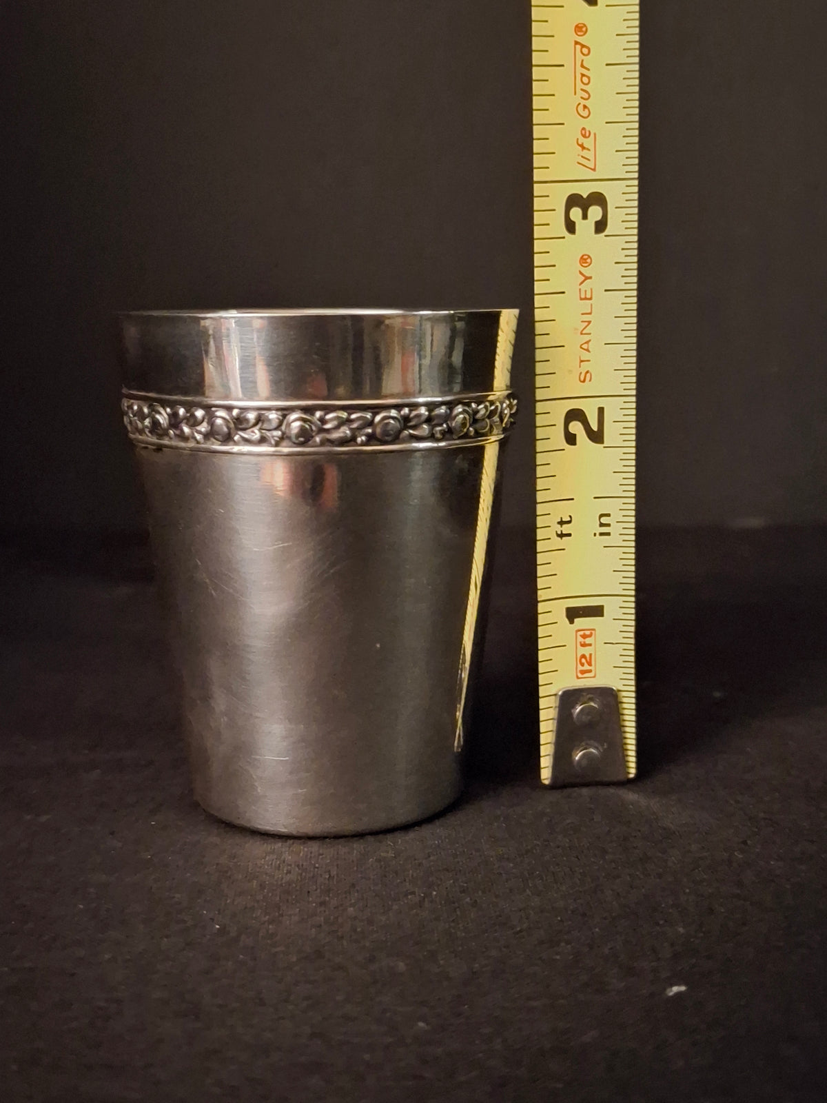 German 800 Silver Kiddush Cup Beaker Shot Glass Gold Wash Interior Gottlieb Kurz Vintage 30 Grams