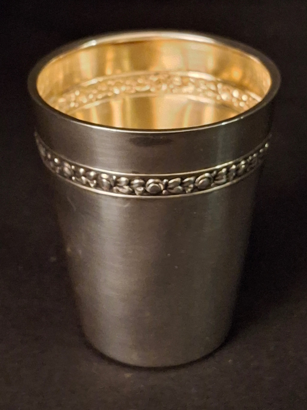 German 800 Silver Kiddush Cup Beaker Shot Glass Gold Wash Interior Gottlieb Kurz Vintage 30 Grams