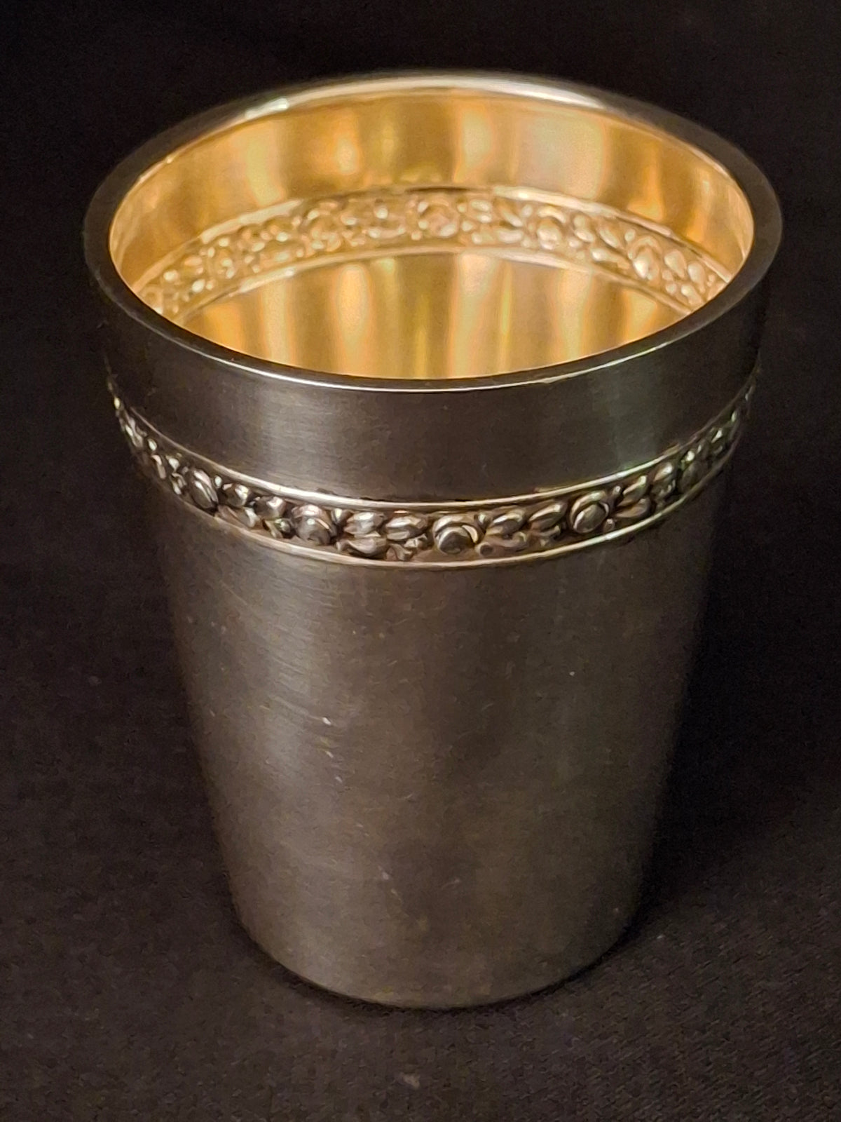 German 800 Silver Kiddush Cup Beaker Shot Glass Gold Wash Interior Gottlieb Kurz Vintage 30 Grams