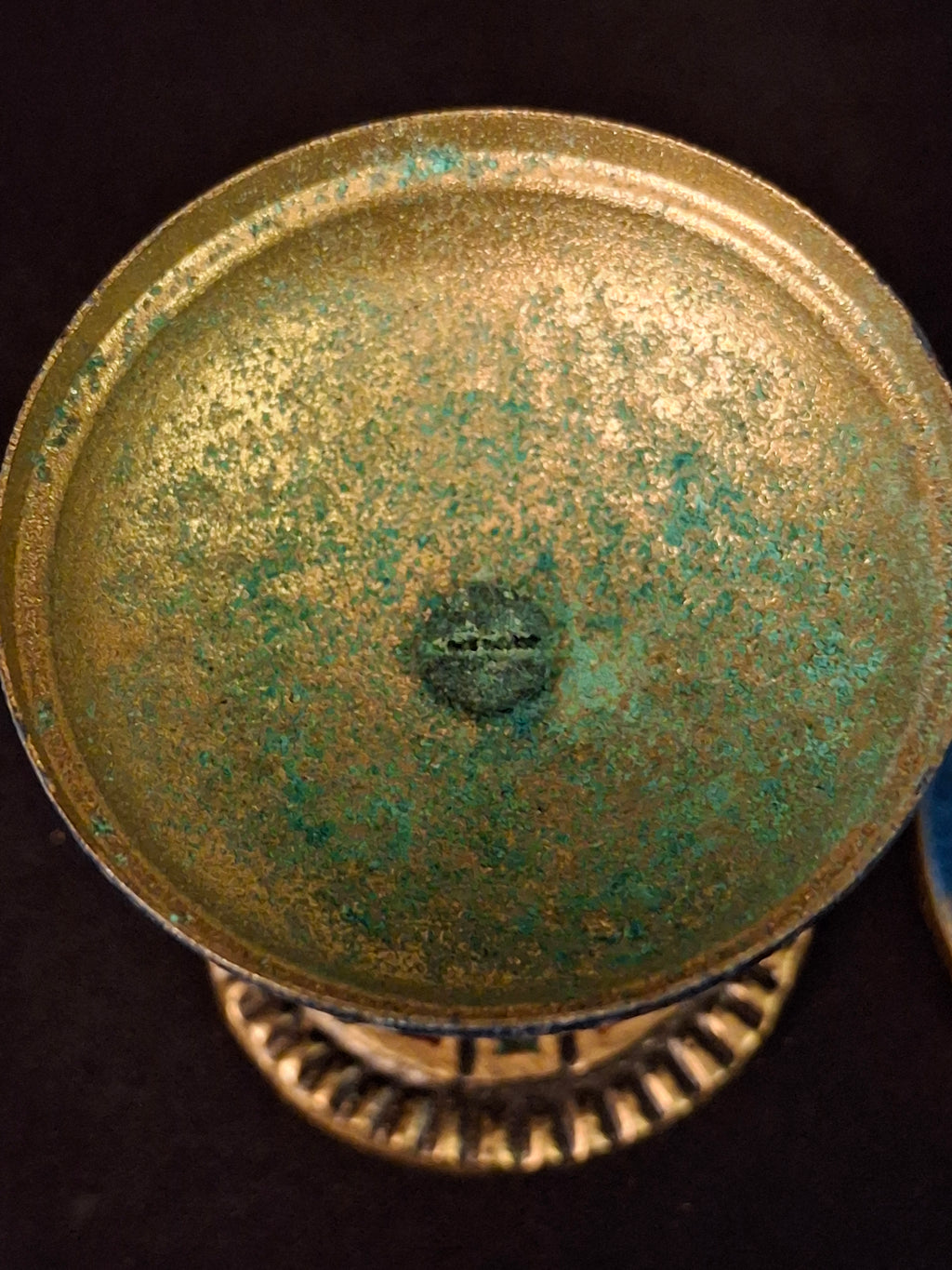 Vintage Israeli Brass Enamel Besamim Spice Box Container Mosaic Base Judaica