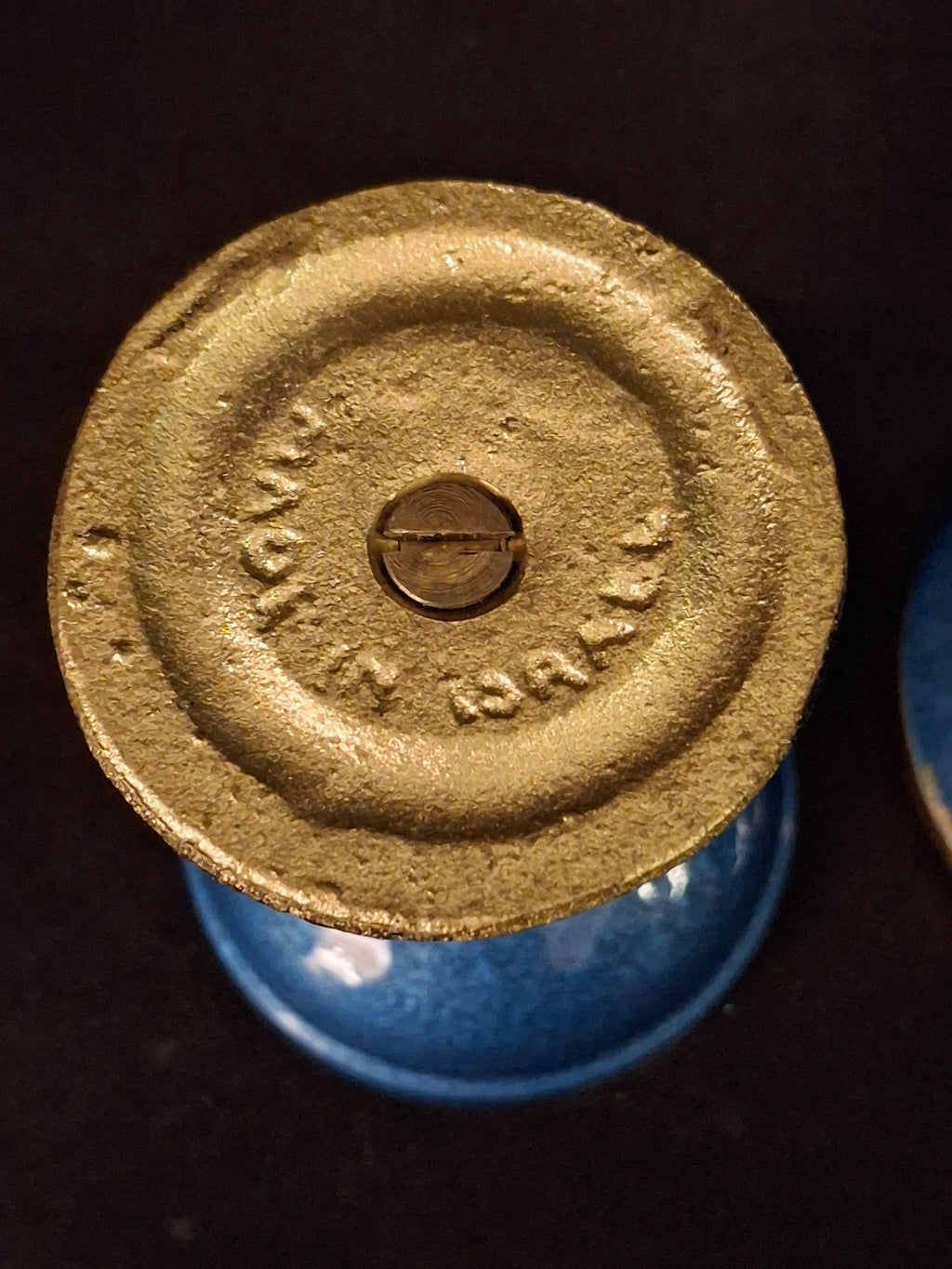 Vintage Israeli Brass Enamel Besamim Spice Box Container Mosaic Base Judaica