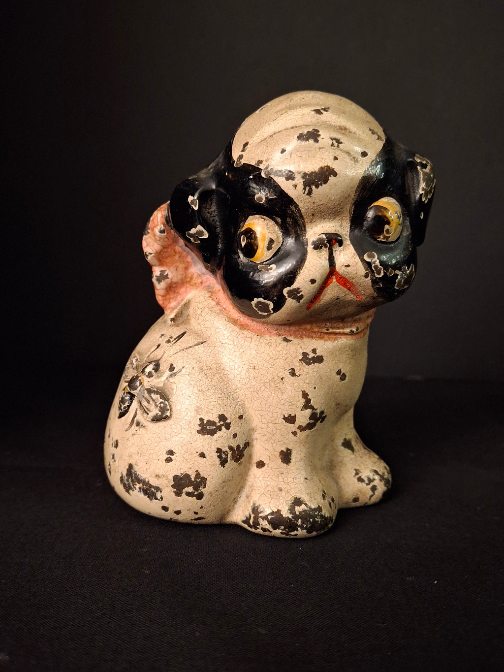 Antique Hubley Cast Iron Puppo Dog Coin Bank & Miniature Figure Set Grace Drayton