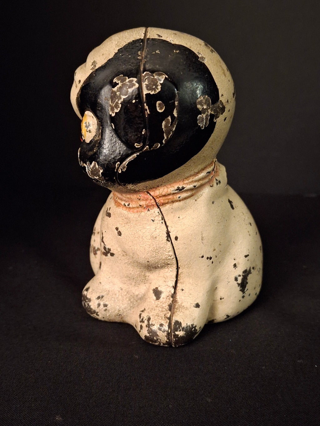 Antique Hubley Cast Iron Puppo Dog Coin Bank & Miniature Figure Set Grace Drayton