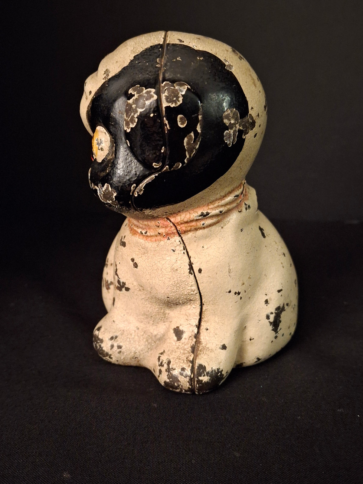 Antique Hubley Cast Iron Puppo Dog Coin Bank & Miniature Figure Set Grace Drayton