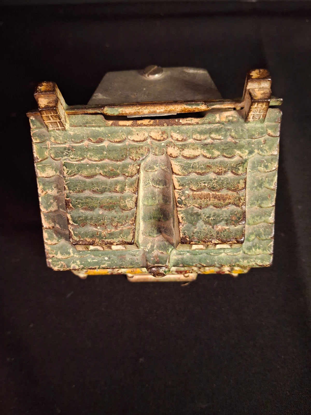 Antique AC Williams Cast Iron Colonial House Architectural Still Bank Porch Dormers circa 1920