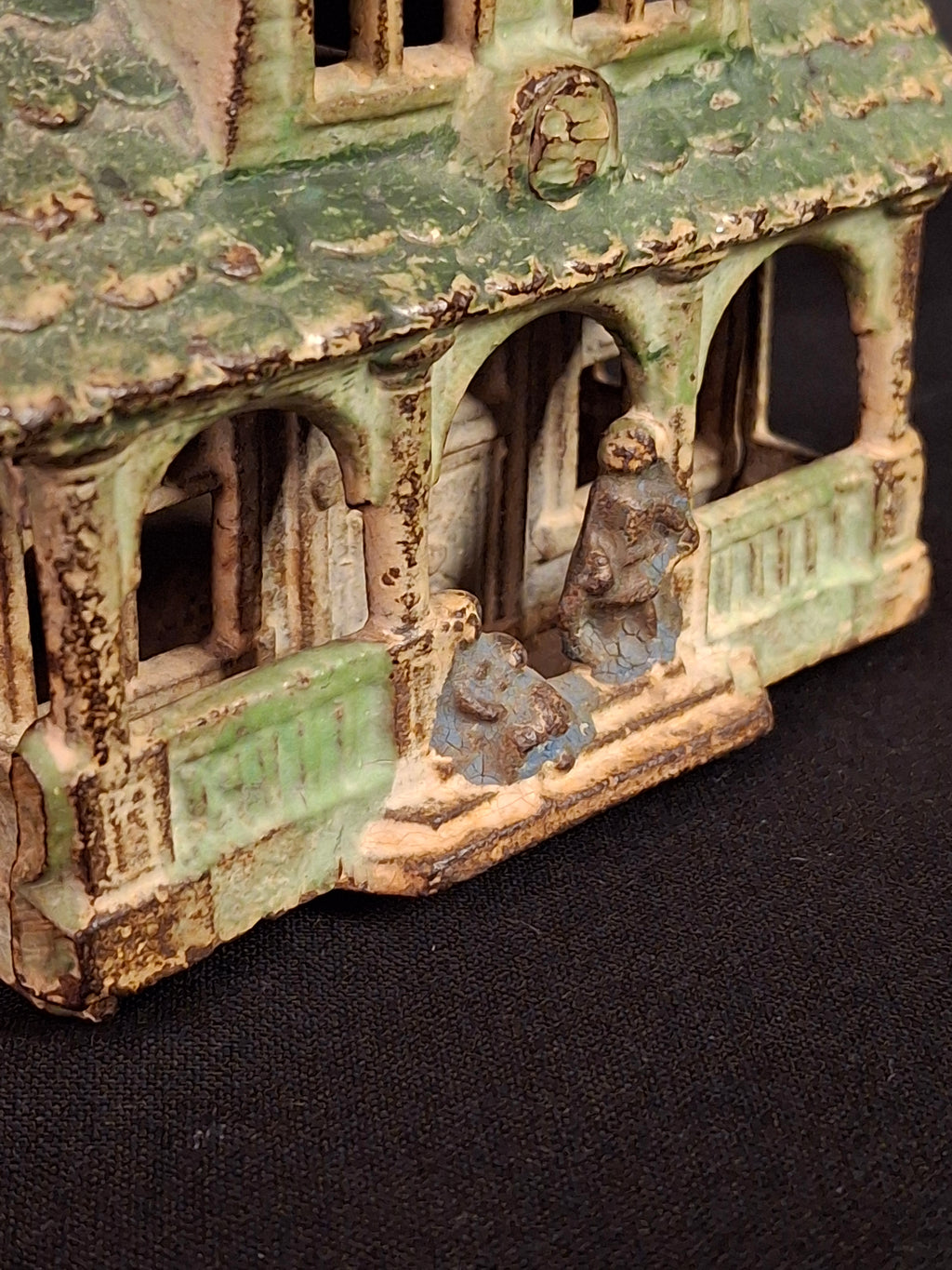 Antique AC Williams Cast Iron Colonial House Architectural Still Bank Porch Dormers circa 1920