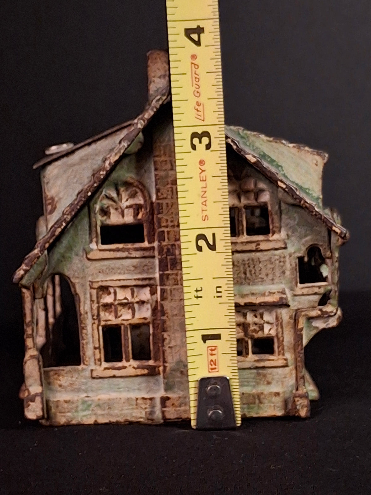 Antique AC Williams Cast Iron Colonial House Architectural Still Bank Porch Dormers circa 1920