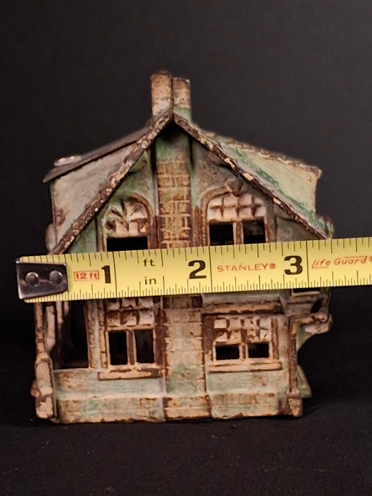 Antique AC Williams Cast Iron Colonial House Architectural Still Bank Porch Dormers circa 1920