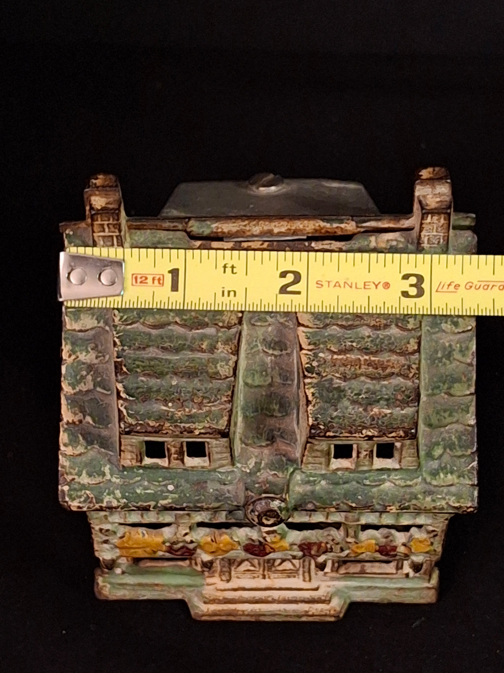Antique AC Williams Cast Iron Colonial House Architectural Still Bank Porch Dormers circa 1920