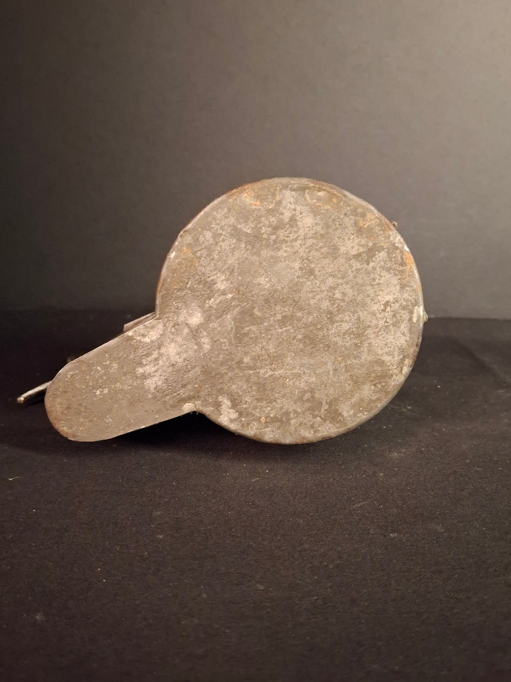 Large Antique Colonial Sheet Tin Betty Lamp Wrought Iron Twisted Hook Wick Pick C. 1820