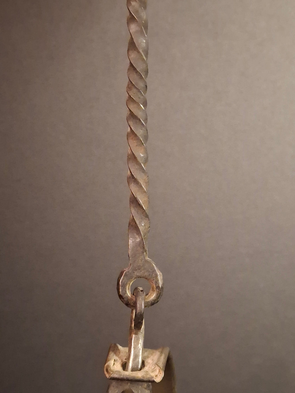 Large Antique Colonial Sheet Tin Betty Lamp Wrought Iron Twisted Hook Wick Pick C. 1820