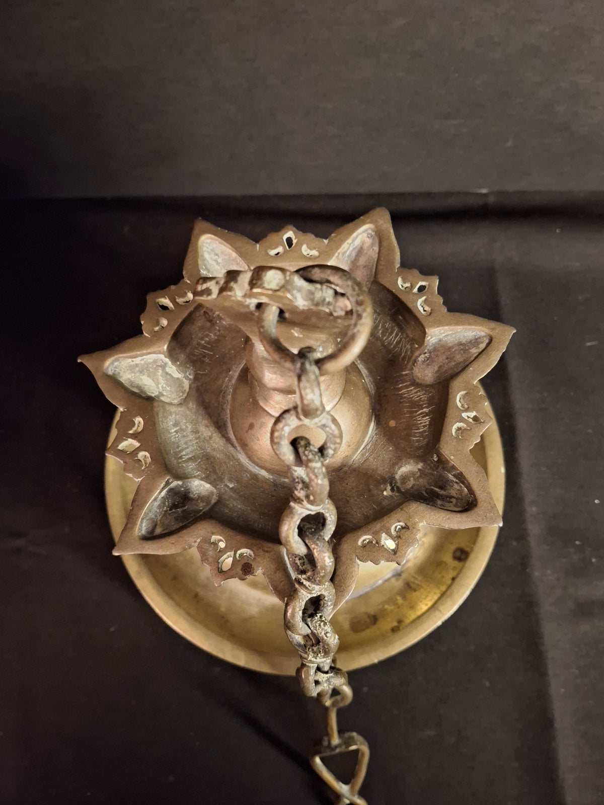Antique 18th Century / Possibly 17th Century Continental Brass 7 Wick Shabbat Oil Lamp Judenstern