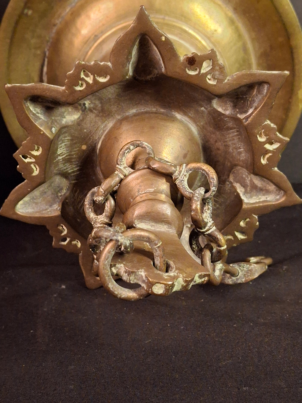 Antique 18th Century / Possibly 17th Century Continental Brass 7 Wick Shabbat Oil Lamp Judenstern
