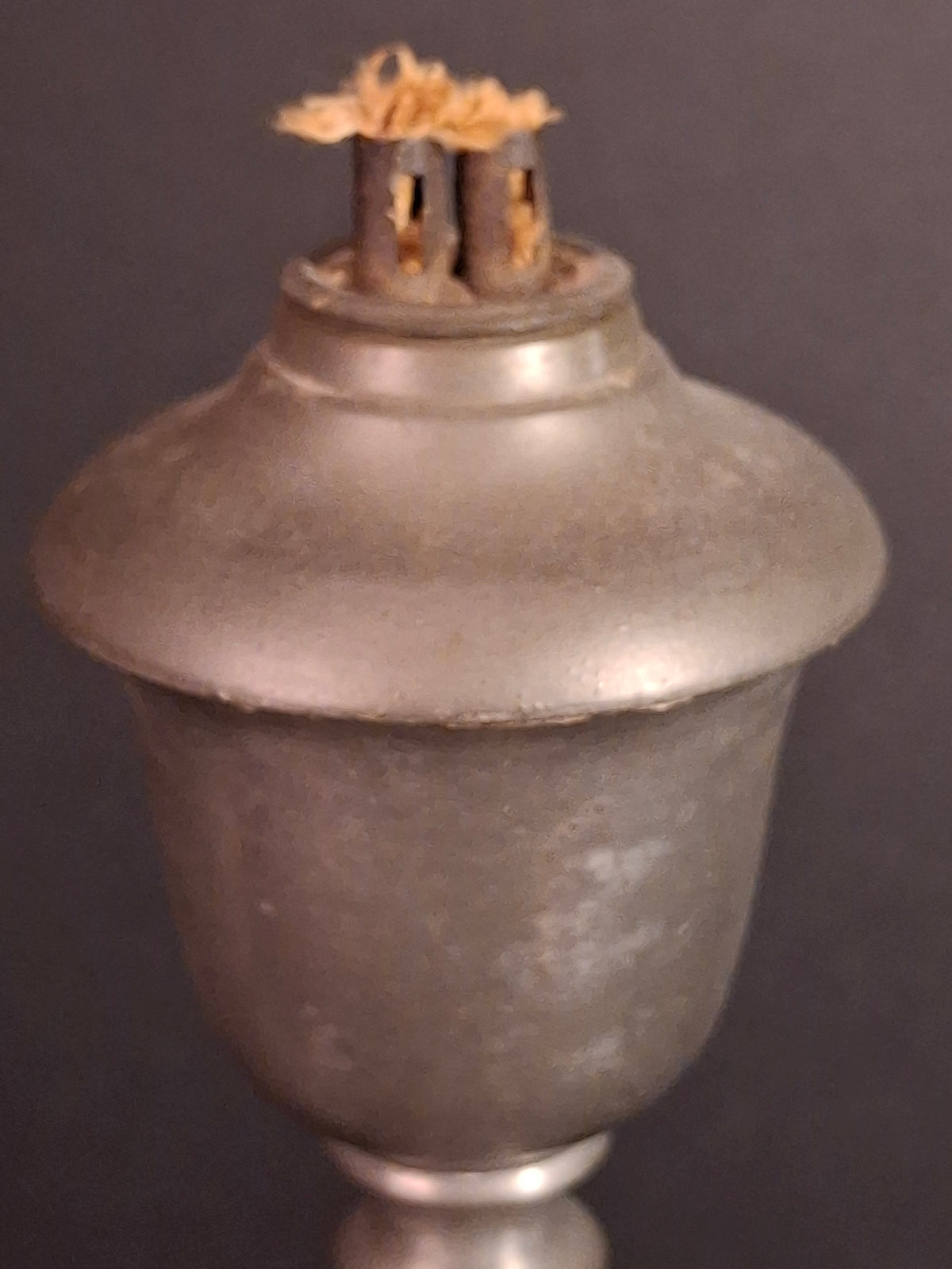Pair Antique 1840s Freeman Porter Pewter Whale Oil Lamps Westbrook Maine No. 1