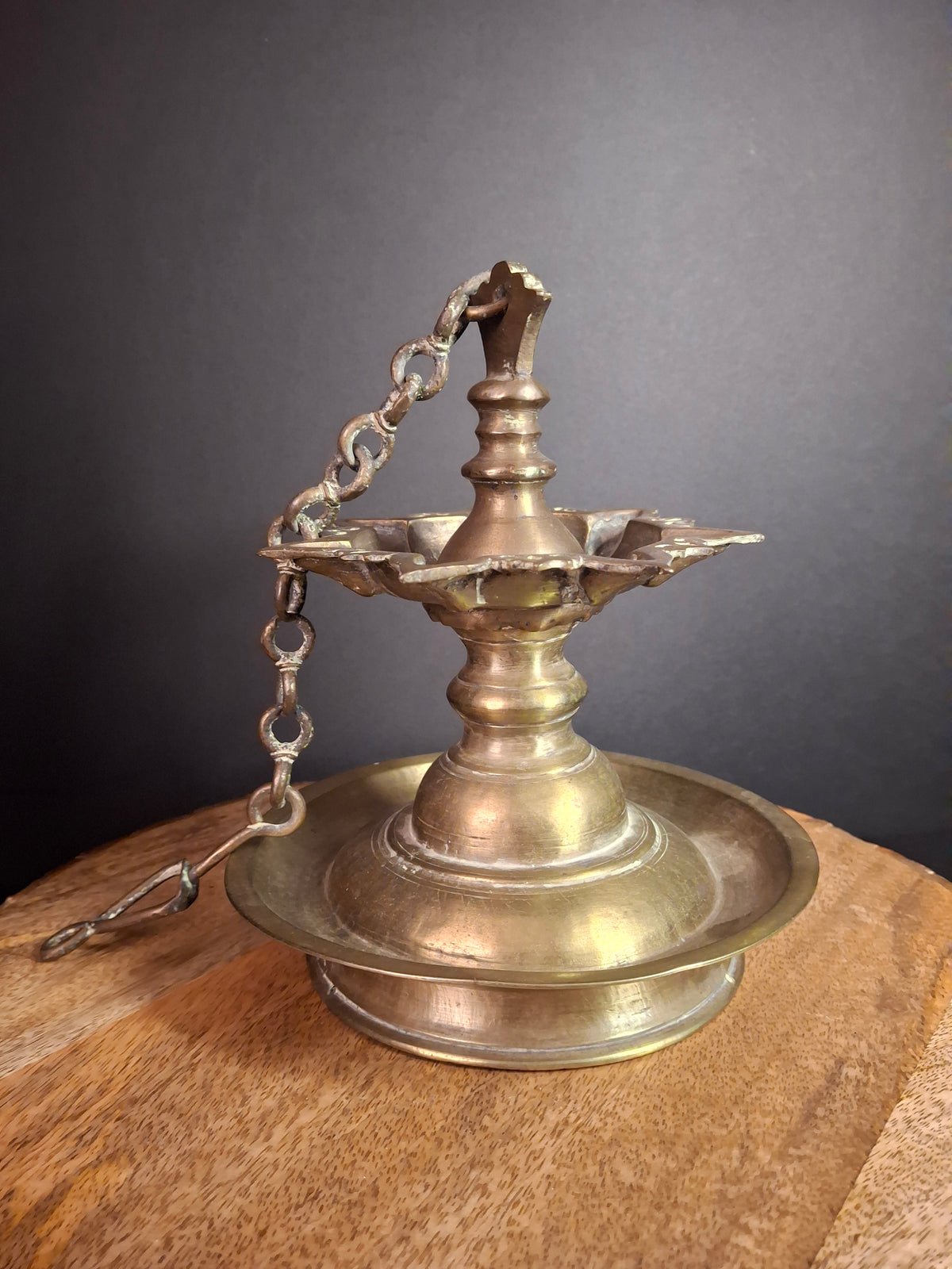 Antique 18th Century / Possibly 17th Century Continental Brass 7 Wick Shabbat Oil Lamp Judenstern