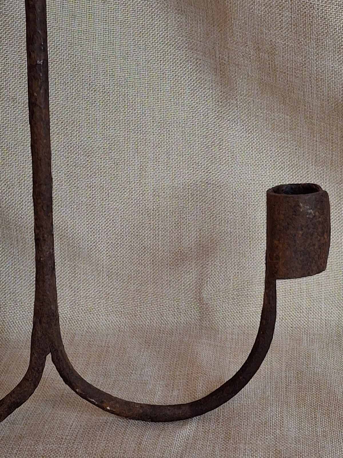 18th Century Hand Forged Wrought Iron Hanging Double Candle Holder Loom Light Heart Top
