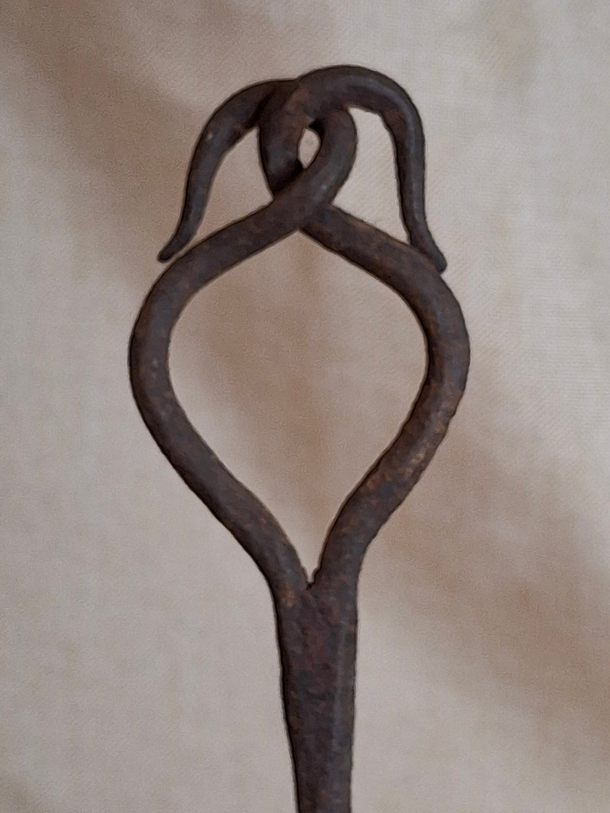 18th Century Hand Forged Wrought Iron Hanging Double Candle Holder Loom Light Heart Top