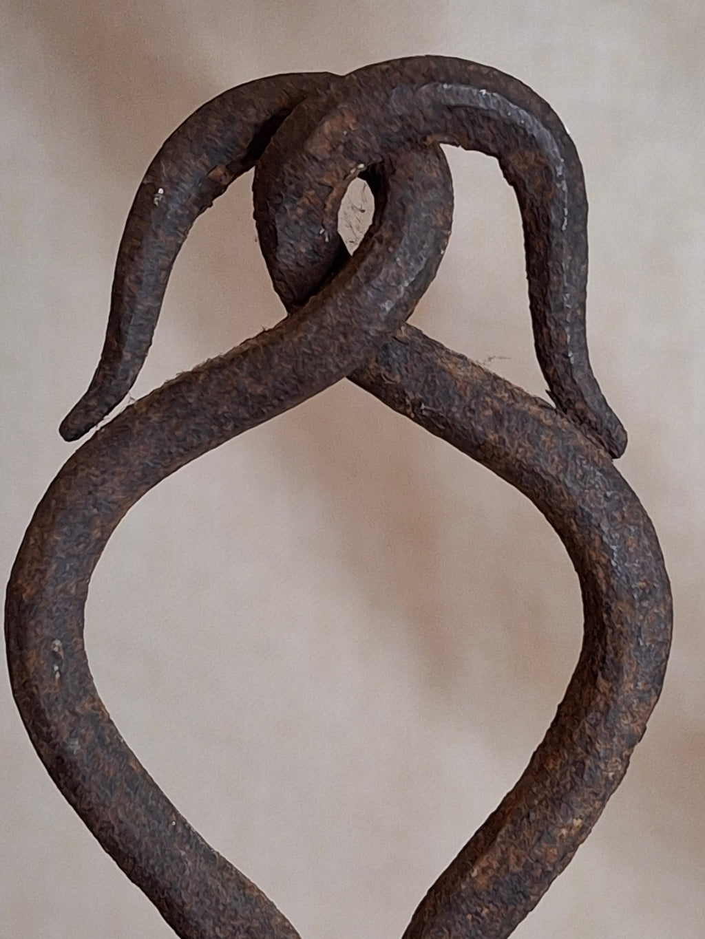 18th Century Hand Forged Wrought Iron Hanging Double Candle Holder Loom Light Heart Top