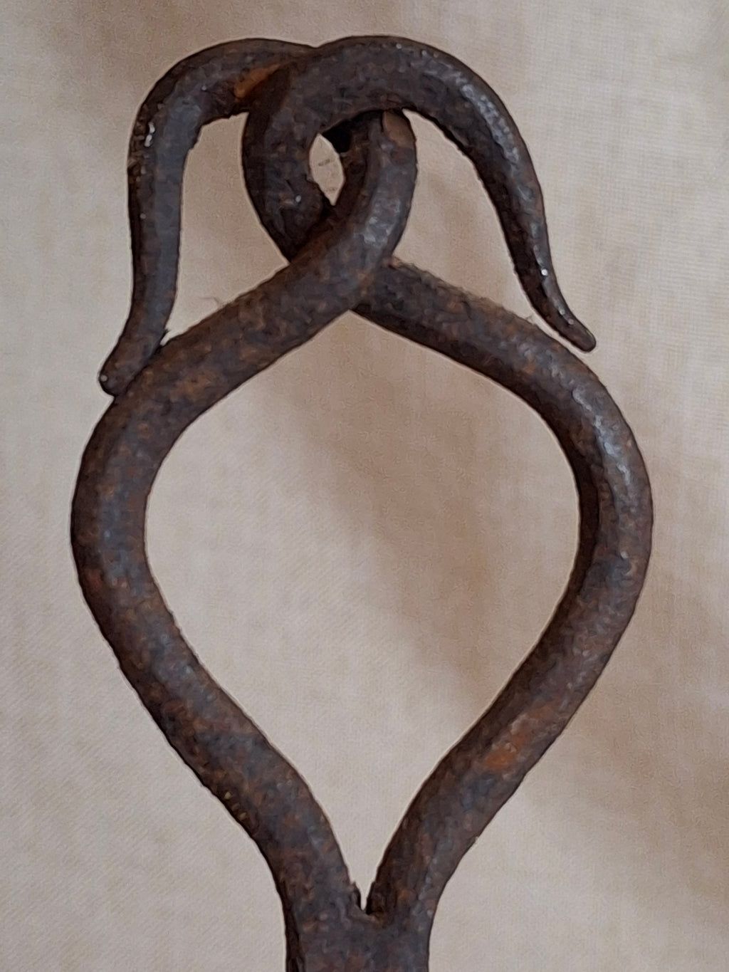 18th Century Hand Forged Wrought Iron Hanging Double Candle Holder Loom Light Heart Top