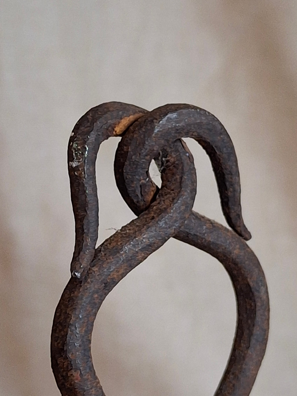 18th Century Hand Forged Wrought Iron Hanging Double Candle Holder Loom Light Heart Top