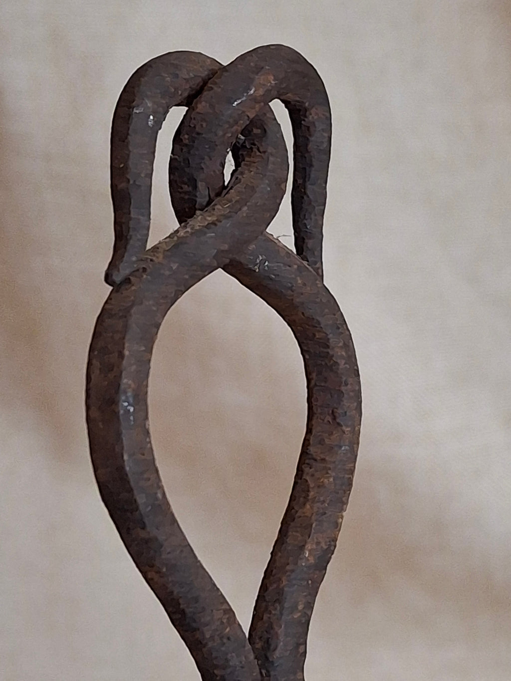 18th Century Hand Forged Wrought Iron Hanging Double Candle Holder Loom Light Heart Top