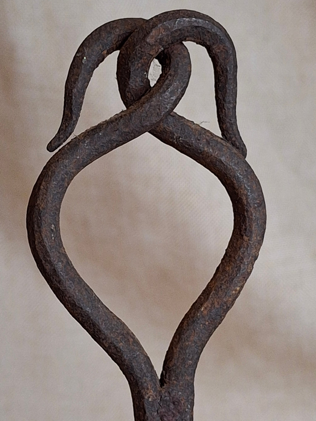 18th Century Hand Forged Wrought Iron Hanging Double Candle Holder Loom Light Heart Top