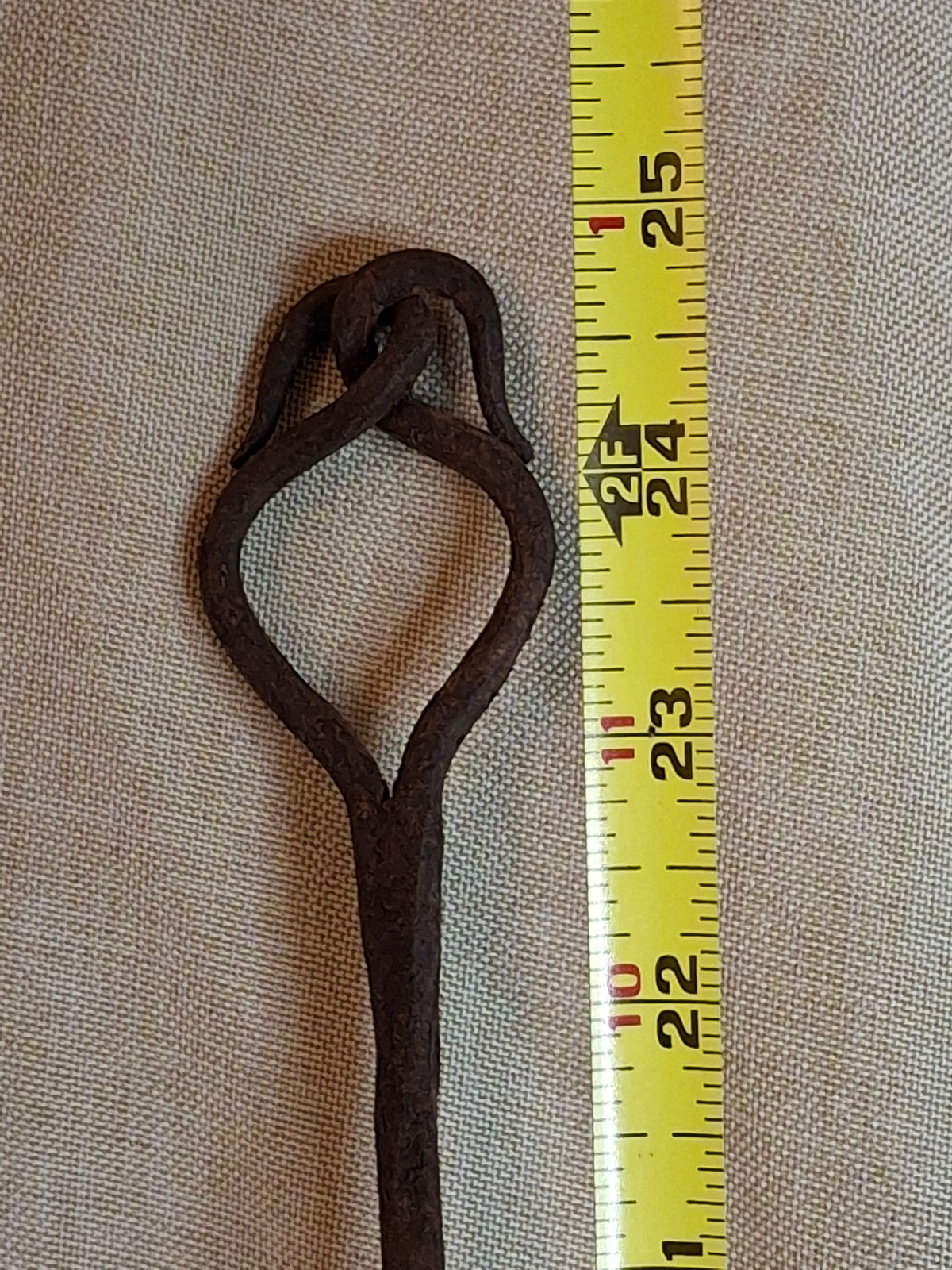 18th Century Hand Forged Wrought Iron Hanging Double Candle Holder Loom Light Heart Top