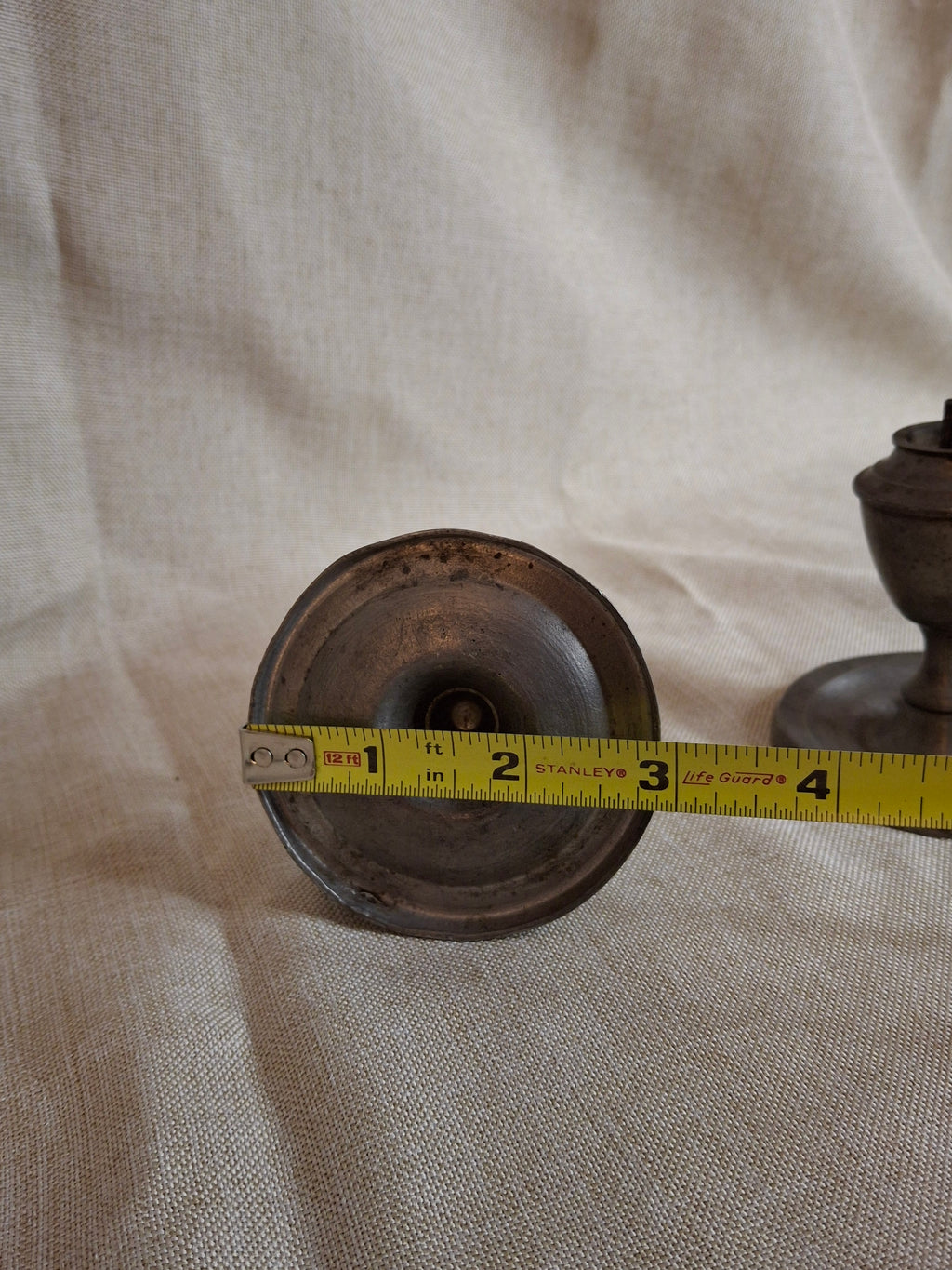Pair Antique Miniature Pewter Whale Oil Finger Lamps Single Tube Burners c. 1830-1850