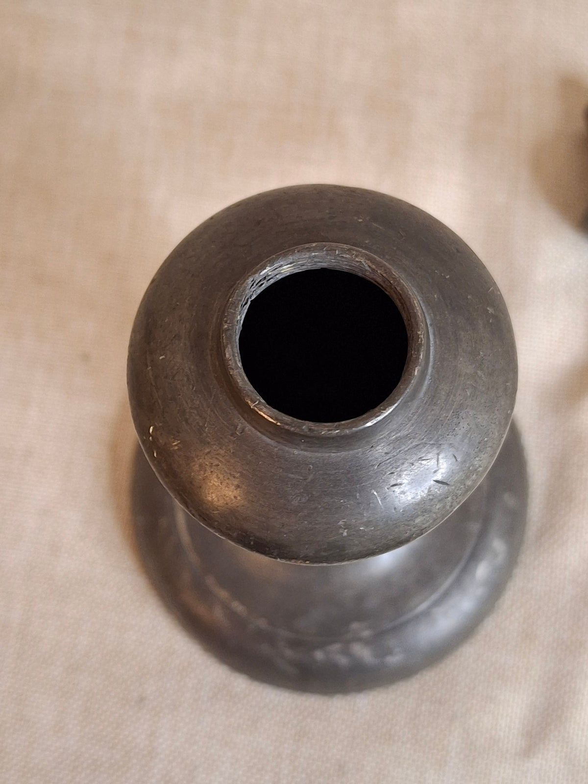 Antique Miniature Pewter Whale Oil Lamp Single Tube Burner Early American Stand Lamp 1840s