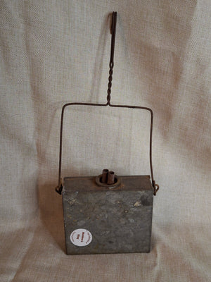 Antique 19th Century Galvanized Tin Sheet Iron Rectangular Hanging Whale Oil Shop Lamp Hook
