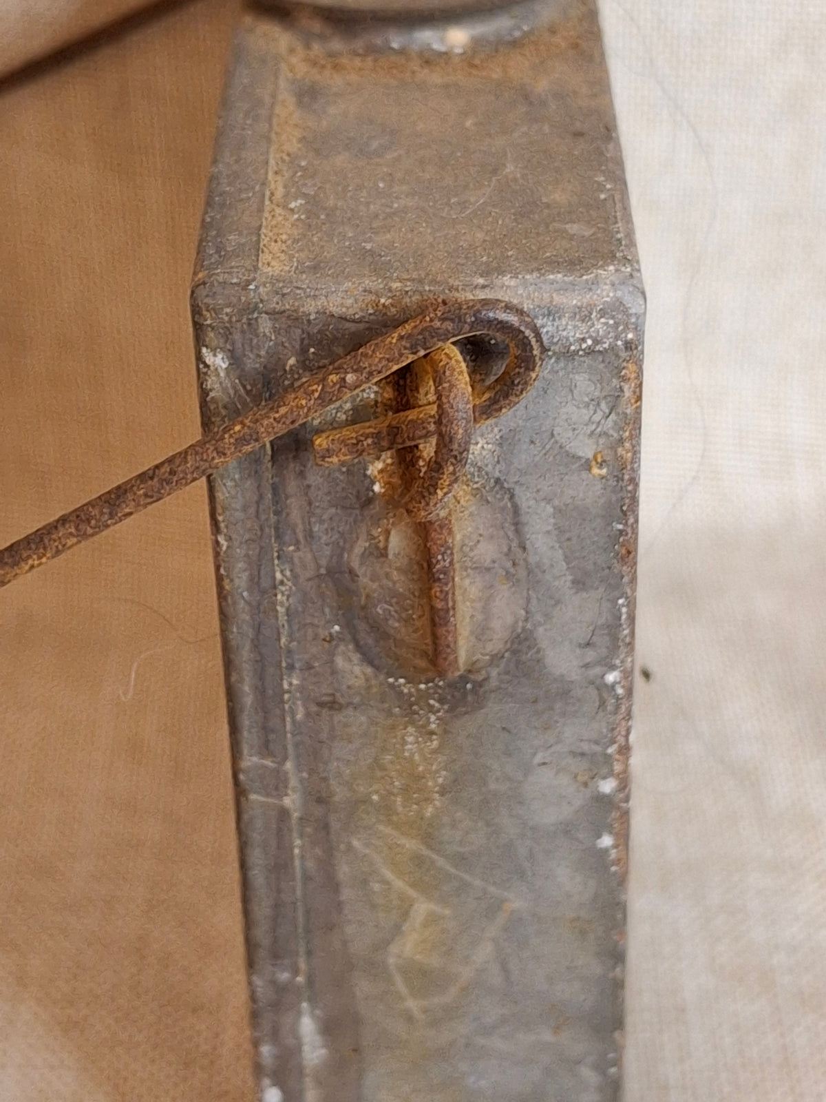 Antique 19th Century Galvanized Tin Sheet Iron Rectangular Hanging Whale Oil Shop Lamp Hook