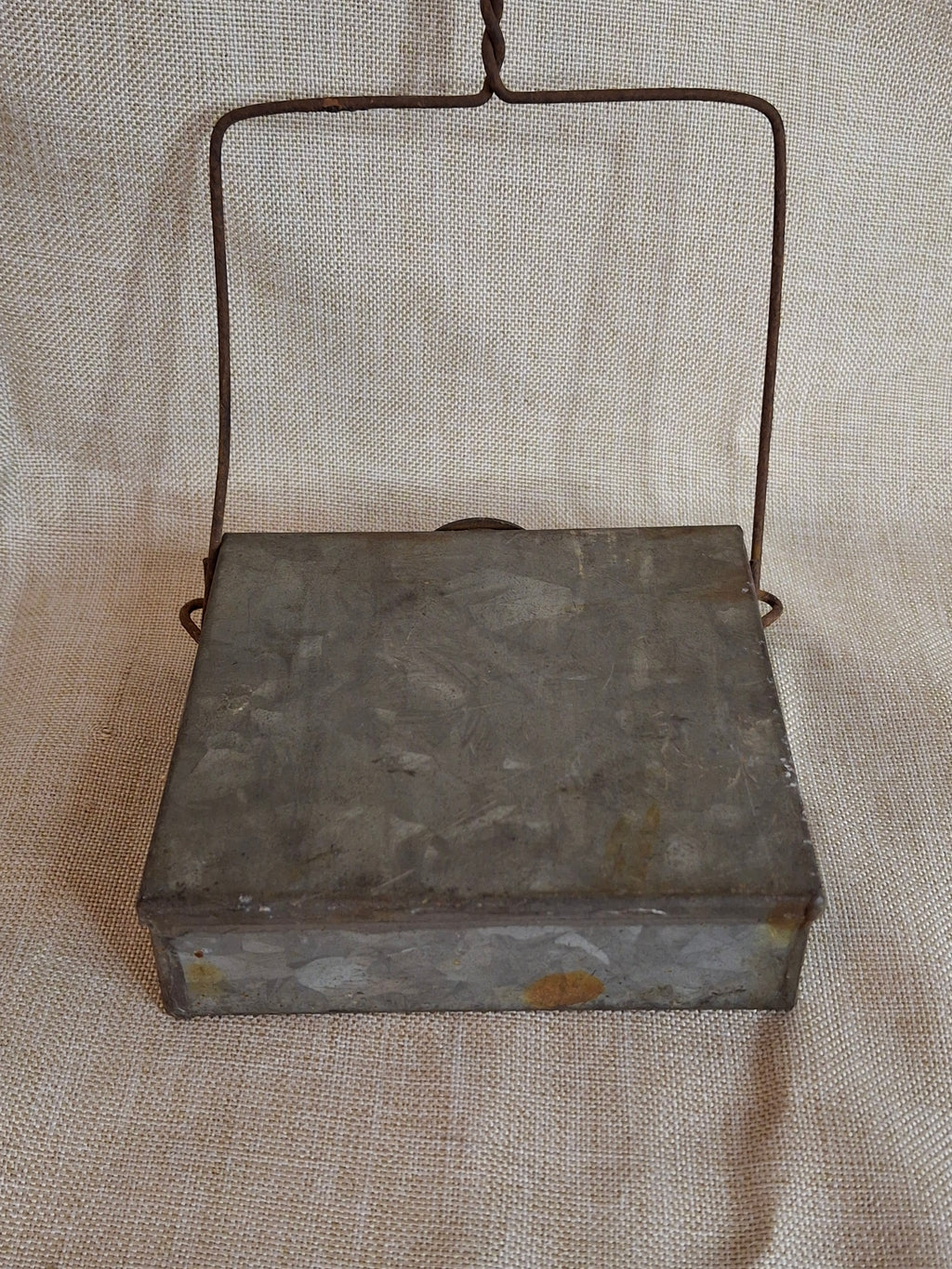 Antique 19th Century Galvanized Tin Sheet Iron Rectangular Hanging Whale Oil Shop Lamp Hook