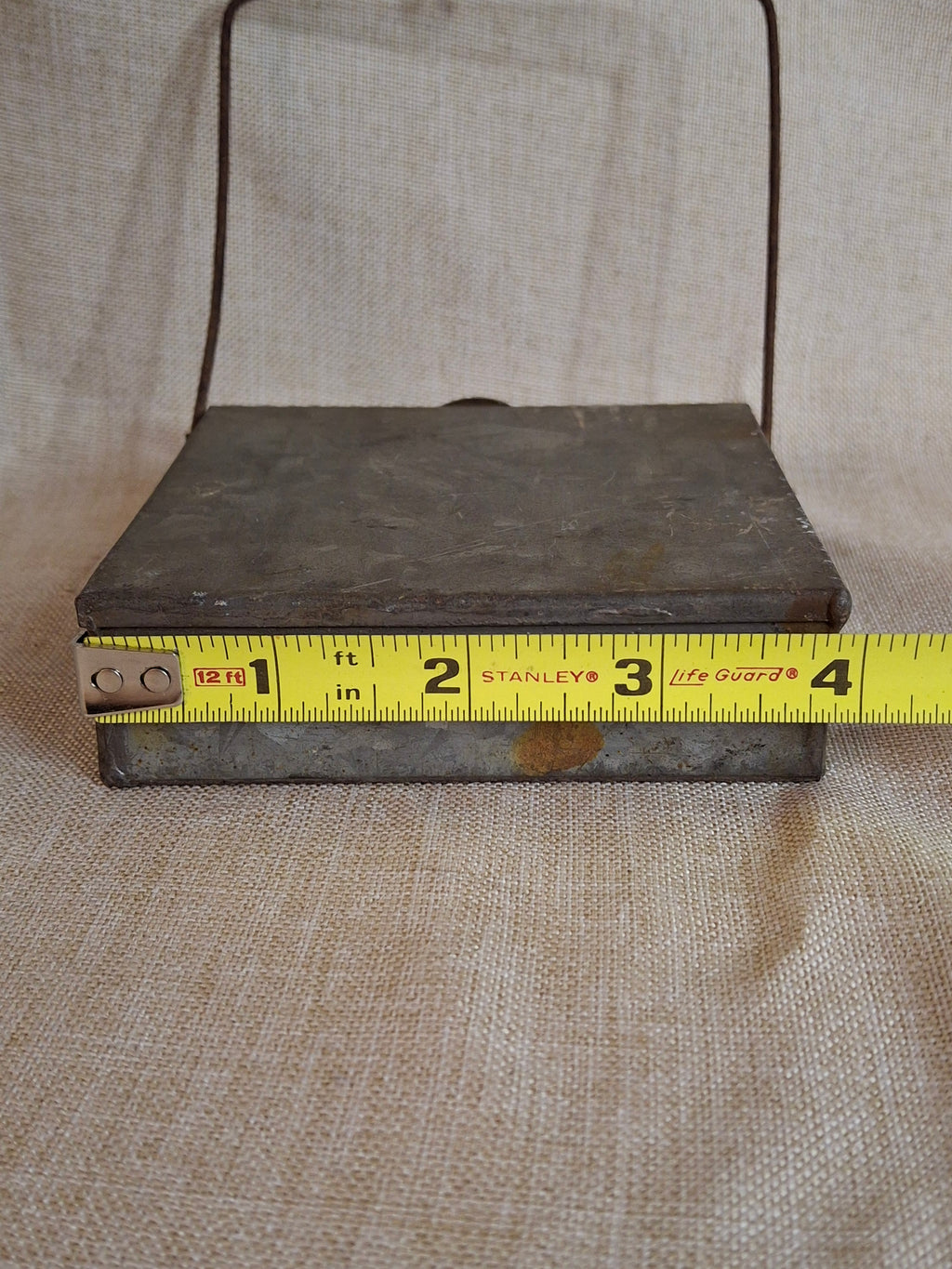 Antique 19th Century Galvanized Tin Sheet Iron Rectangular Hanging Whale Oil Shop Lamp Hook