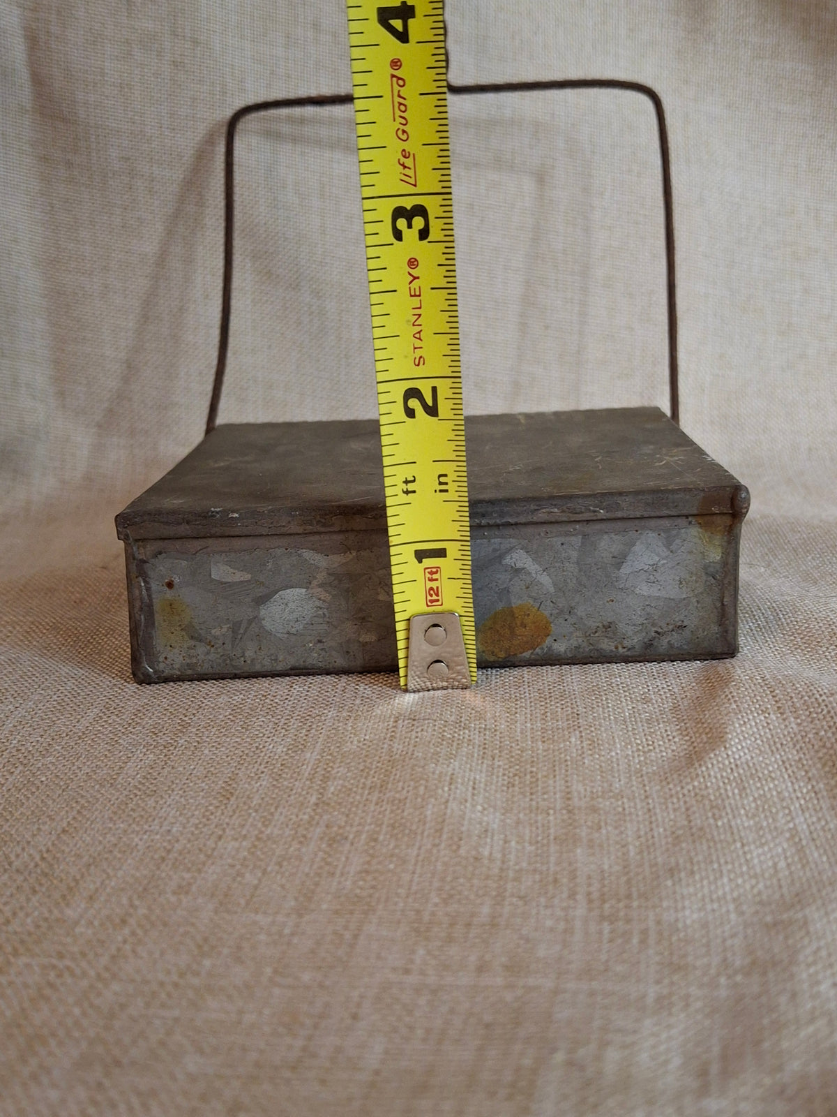 Antique 19th Century Galvanized Tin Sheet Iron Rectangular Hanging Whale Oil Shop Lamp Hook