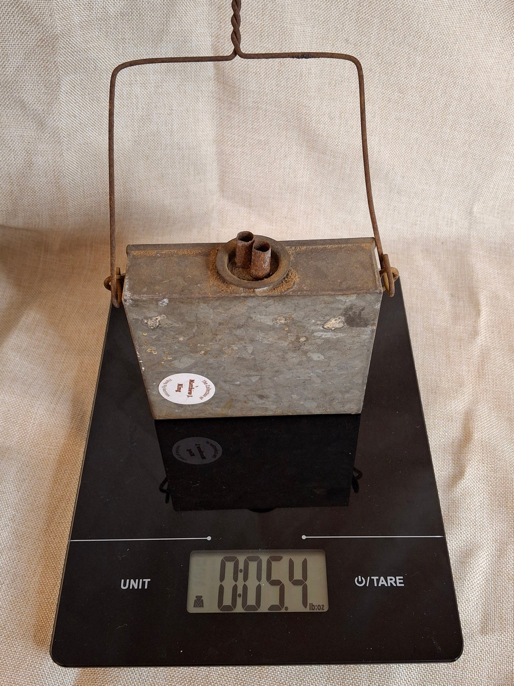 Antique 19th Century Galvanized Tin Sheet Iron Rectangular Hanging Whale Oil Shop Lamp Hook